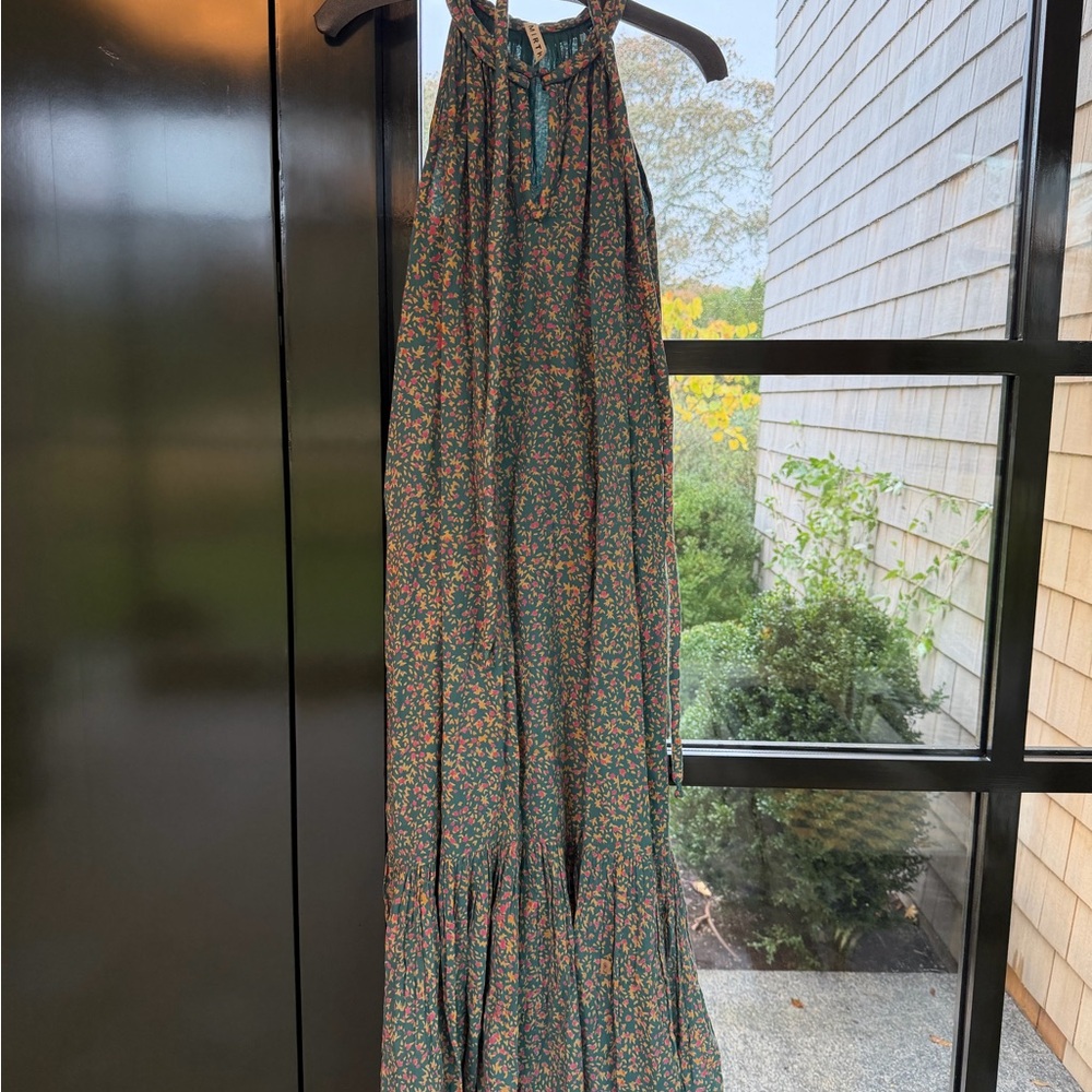Floral Maxi Dress in Green and Pink